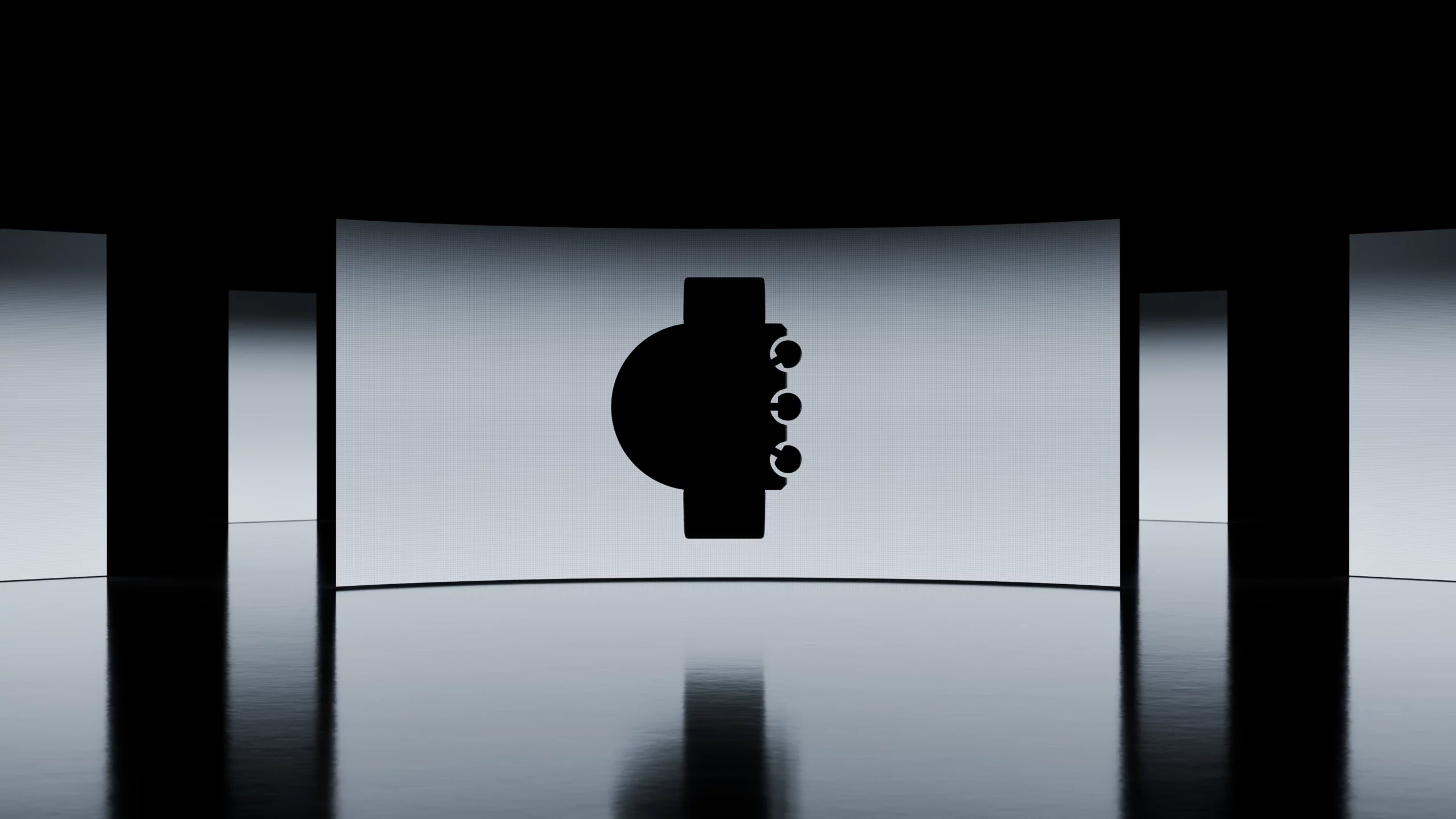 Silhouette of a Lip Mach 2000 watch in a studio.